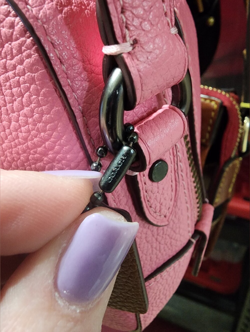 Coach Keith Haring Limited Edition Pink Pebbled Leather Heart Embossed Crossbody - Picture 9 of 11